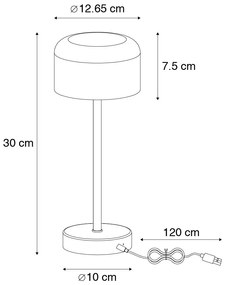 LED Candeeiro de mesa moderno branco recarregável - Poppie Moderno