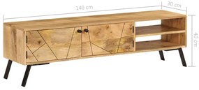 Móvel de TV em madeira de mangueira maciça 140x30x40 cm