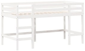 Cama alta c/ escada e telhado 80x200 cm pinho maciço branco