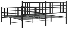 Estrutura de cama com cabeceira e pés 200x200 cm metal preto