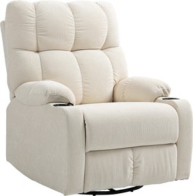 HOMCOM Poltrona reclinável com apoio para os pés, poltrona relax, giratória, até 150 kg, estrutura em aço, 88x96x108cm, Bege | Aosom Portugal