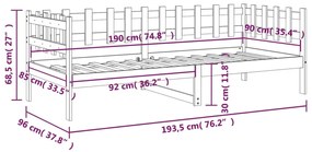 Sofá-cama 90x190 cm madeira de pinho maciça castanho mel