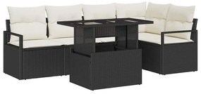 Conjunto de Sofás de Jardim vidaXL de 6 Peças com Almofadas Rattan Pre