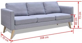 Conjunto de sofás de 2 lugares e 3 lugares tecido cinza claro