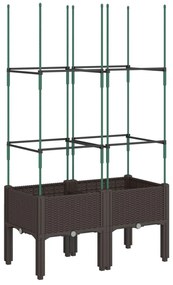 Vaso/floreira de jardim c/ treliça 80x40x142,5 cm PP castanho
