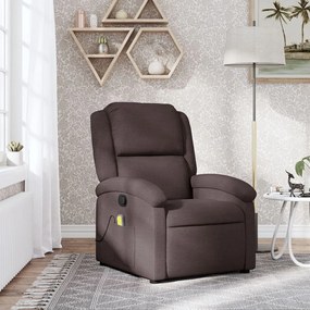 vidaXL Poltrona de massagens reclinável tecido castanho-escuro