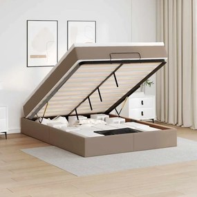 vidaXL Estrutura de cama otomana com colchão cappucino 140x200 cm