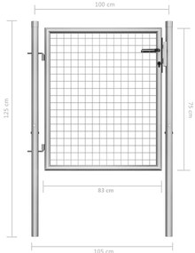 Portão de jardim em aço galvanizado 105x125 cm prateado