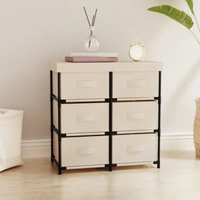 337258 vidaXL Armário de arrumação com 6 gavetas 55x29x55 cm aço cor creme