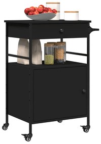 Carrinho de cozinha 56x43x89,5 cm derivados de madeira preto