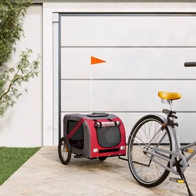 vidaXL Reboque bicicleta animais tecido oxford/ferro vermelho/cinzento