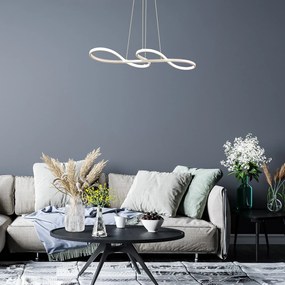 HOMCOM Candeeiro Suspenso de LED Moderno 70W Candeeiro de Teto com Altura Ajustável e Luz de 3 Cores 3000-6500K para Sala de Jantar Sala de Estar