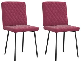 Cadeiras de jantar 2 pcs veludo vermelho tinto