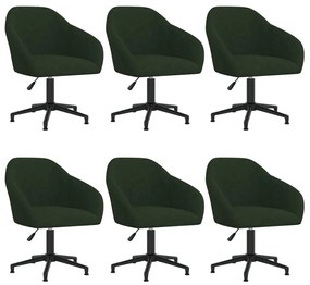 vidaXL Cadeiras de jantar giratórias 6 pcs veludo verde-escuro