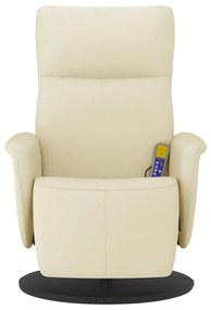 Cadeira massagens reclinável c/apoio pés couro artificial creme