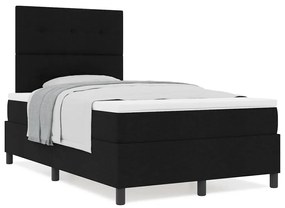 Cama Box com Colchão Preta Pequeno Casal Tecido