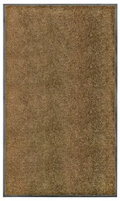 Tapete de porta lavável 90x150 cm castanho