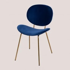 Cadeira de Jantar em Veludo Laure Azul & Dourado - Sklum