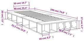 Estrutura de cama 90x190 cm derivados de madeira cinza cimento