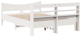 Estrutura de cama com cabeceira 160x200 cm pinho maciço branco