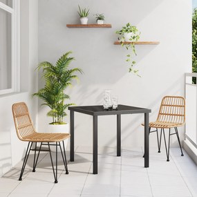 Conjunto de Jantar de Jardim 3 Peças Marrom Rattan Poliéster