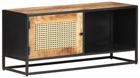 Móvel de TV 90x30x40 cm mangueira áspera maciça e palha natural
