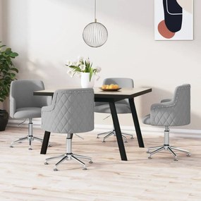 vidaXL Cadeiras de jantar giratórias 4 pcs tecido cinzento-claro