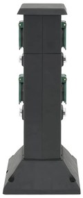 Coluna de tomadas p/ exterior 4 vias 16x16x39,5 cm preto/verde
