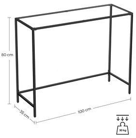 Mesa consola com superfície de vidro temperado 100 x 35 x 80 cm Preto