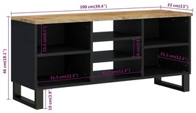 Móvel de TV 100x33x46 cm mangueira maciça/derivados madeira