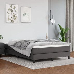 Estrutura de cama com molas 140x200cm couro artificial cinzento