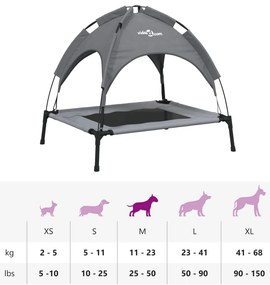 Cama para cães com toldo tecido oxford e aço antracite