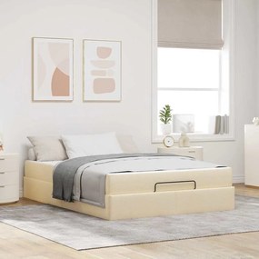 vidaXL Estrutura da Cama Outros com armazenamento Creme 140 x 200 cm tecido