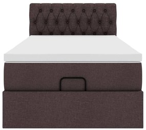 Cama otomana com colchão 100x200 cm tecido castanho escuro
