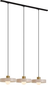 Sistema de Calhas Moderno Preto com 3 Candeeiros Pendentes Latão e Branco Monofásico - Iconic Jina