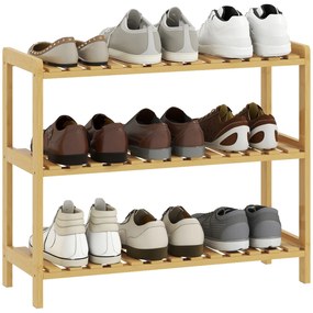 Sapateira de Madeira de 3 Níveis para até 9 Pares de Sapatos para Entrada Corredor Dormitório 70x26x57,5 cm Madeira