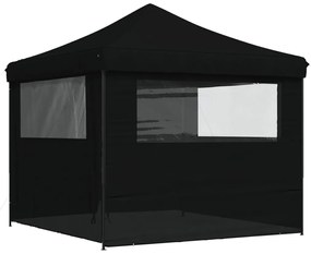 Tenda p/ festas pop-up dobrável com 4 paredes laterais preto
