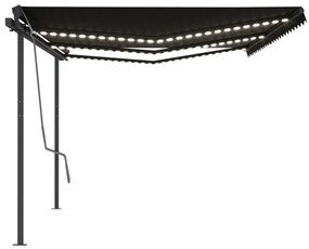 Toldo automático c/ LED e sensor de vento 6x3,5 m antracite