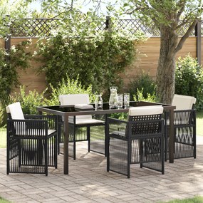 Conjunto de Jantar para Jardim de 5 Peças com Almofadas de Rattan Poli