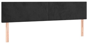 Cabeceira de cama c/ luzes LED veludo 200x5x78/88 cm preto