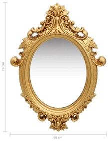 Espelho de parede estilo castelo 56x76 cm dourado