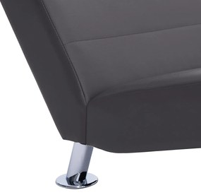 Chaise longue com almofada couro artificial cinzento