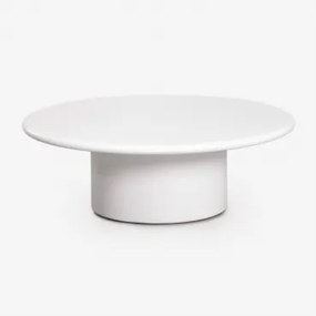 Mesa De Centro Redonda Em Cimento Namara Ø90 Cm & Branco - Sklum