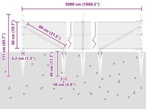 Cerca Hexagonal vidaXL Cinza 0.5x50 m Aço