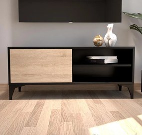 Conjunto de muebles Koi aparador y mueble TV negro y sonoma mate