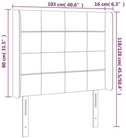 Cabeceira de cama c/ luzes LED tecido 103x16x118/128cm castanho