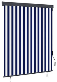 Estore de rolo para exterior 140x250 cm azul e branco