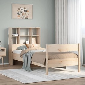 vidaXL Cama com estante sem colchão 100x200 cm pinho maciço