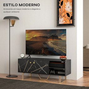 Móvel de TV Móvel para Televisor com 2 Portas Prateleira Ajustável e E
