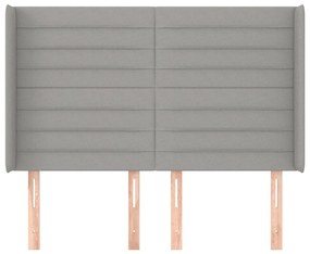 Cabeceira cama c/ abas tecido 147x16x118/128 cm cinzento-claro